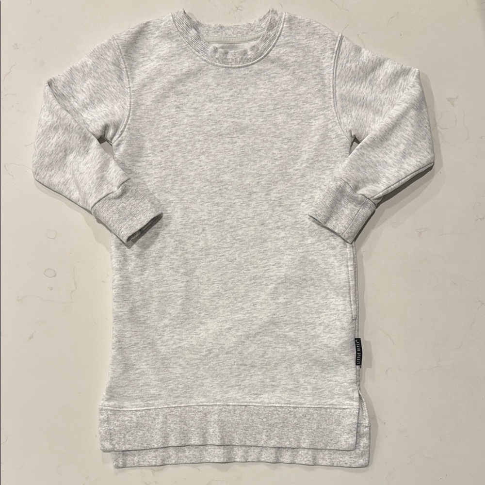 Little Bipsy Sweatshirt Dress in Light Heather Grey. Size 4-5T.